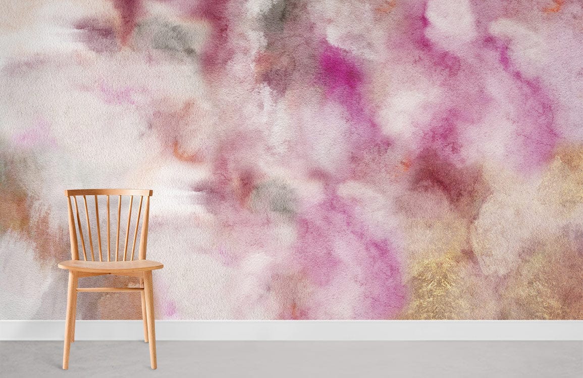 Pinkor à aquarelle de mélange rose Salle murale