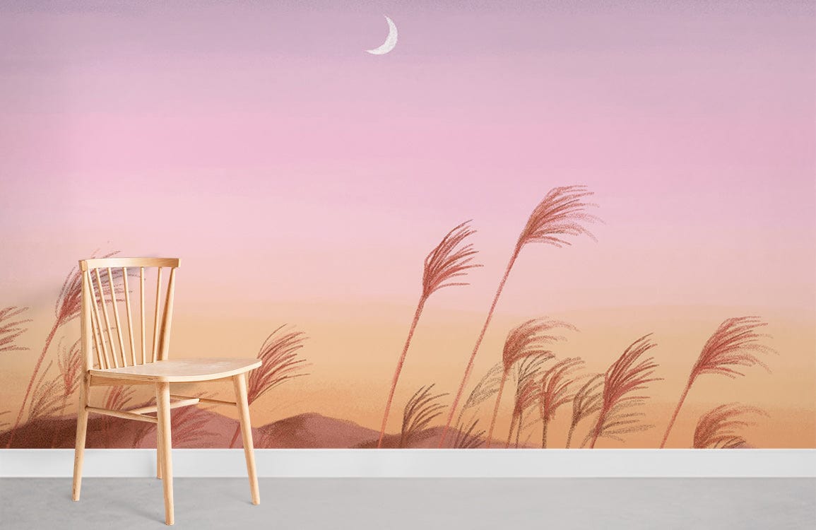 Fond d'écran de coucher de soleil rose salle murale