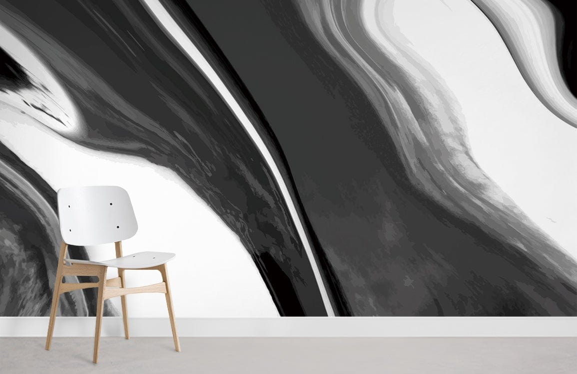 Salle de papier peint en marbre noir et blanc