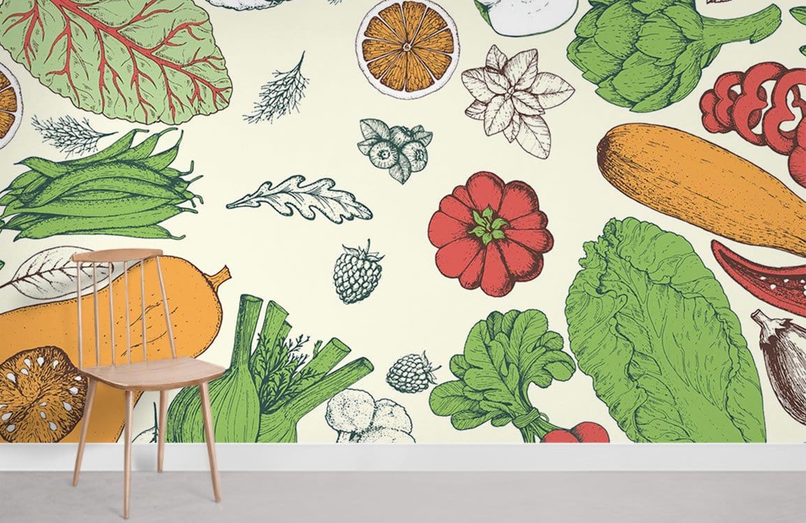 Papier Peint Fresque Fruits et Légumes Restaurant