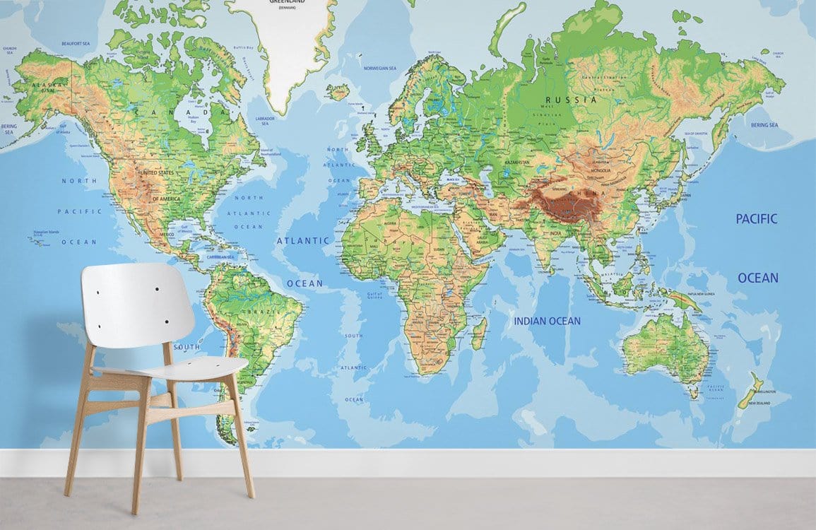 Papier Peint Carte du Monde Atlas Classique Chambre Murale