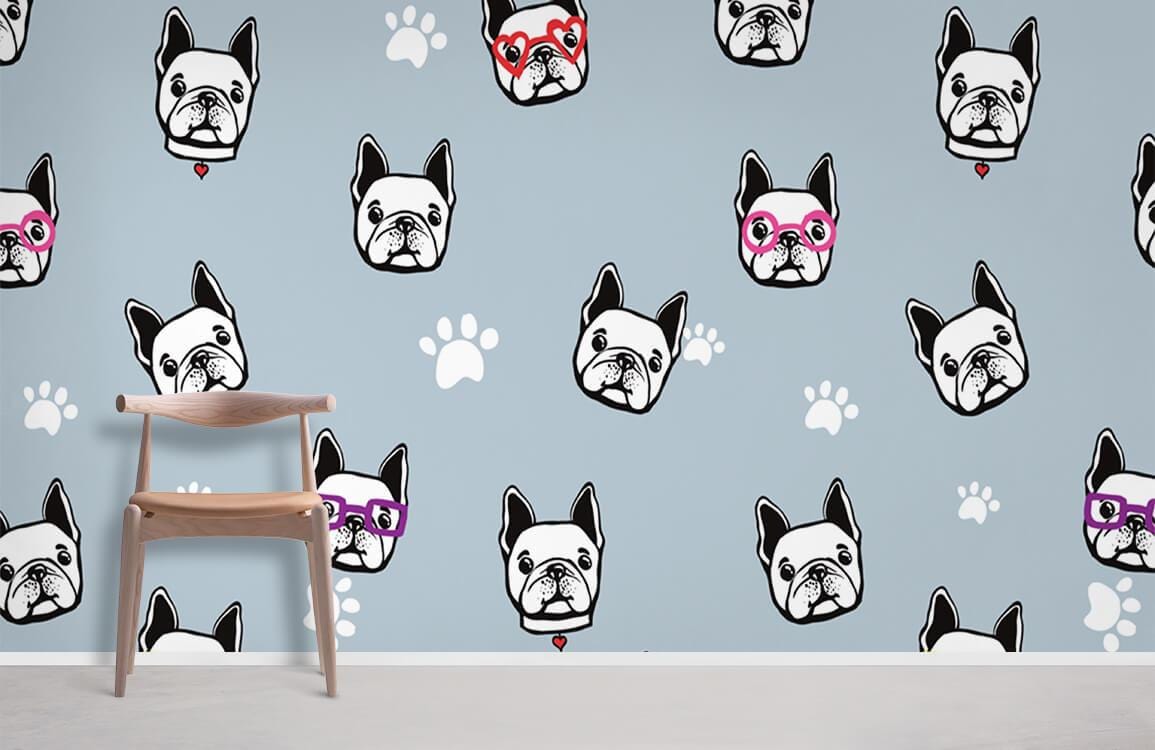 Bulldog mignon murale animale pour les enfants