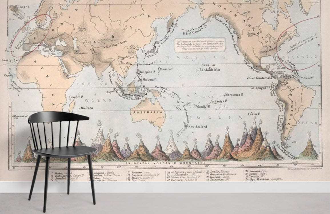 Première Infographie Carte Du Monde Papier Peint Chambre Murale