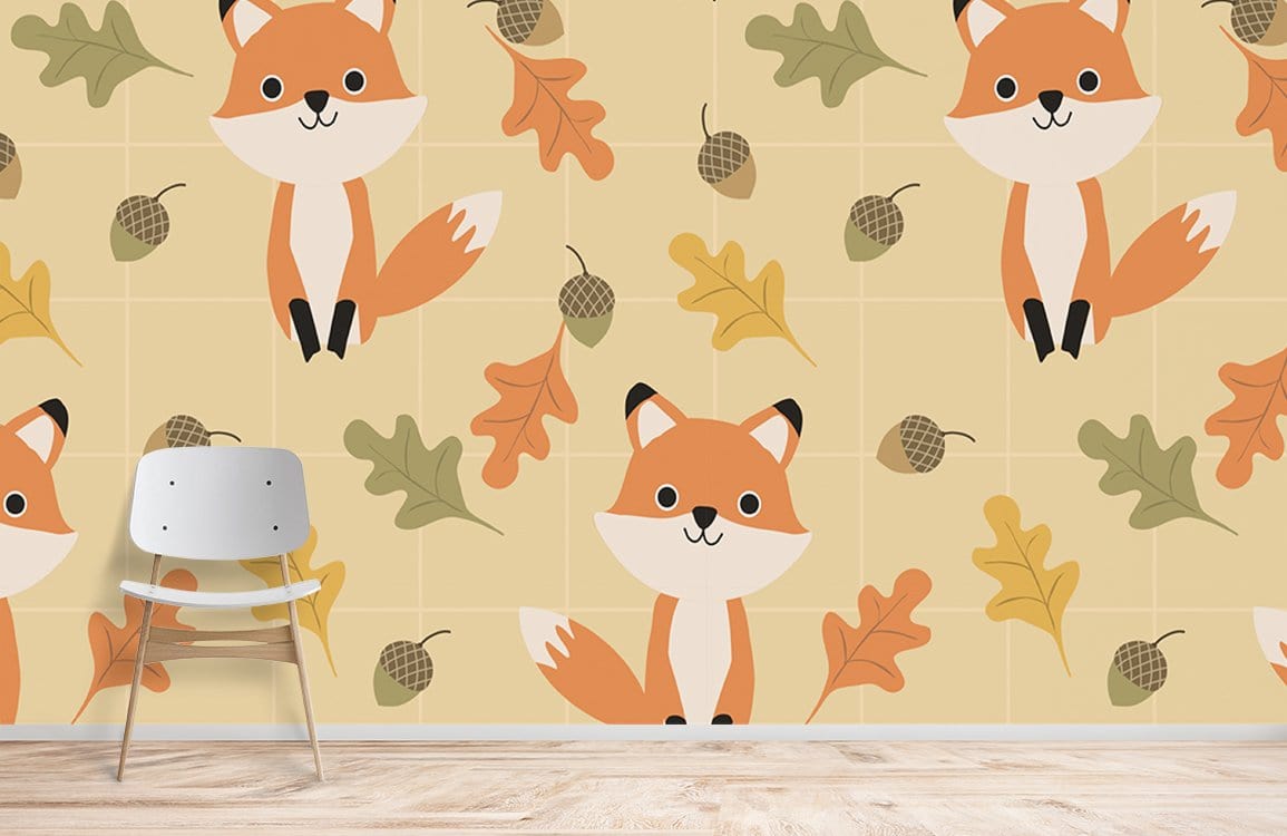 papier peint mural renards pour chambre d'enfant