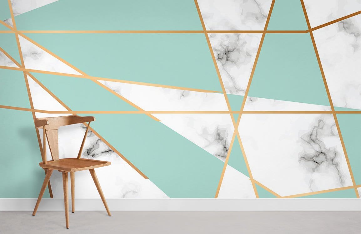 Salon de papier peint géométrique en marbre