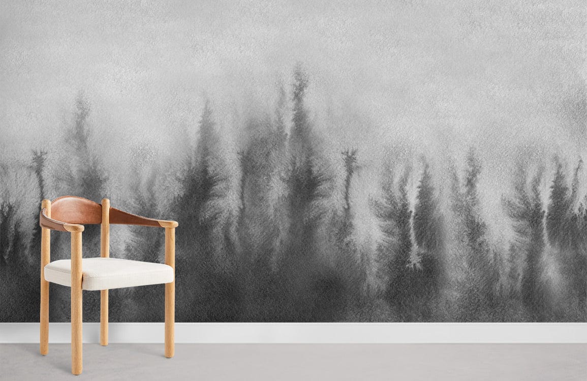Papier peint de forêt grise salle de peinture murale