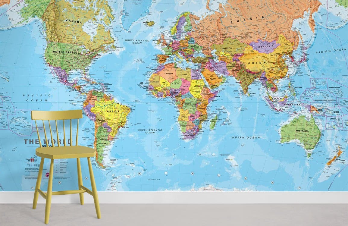 carte du monde papier peint murale chambre