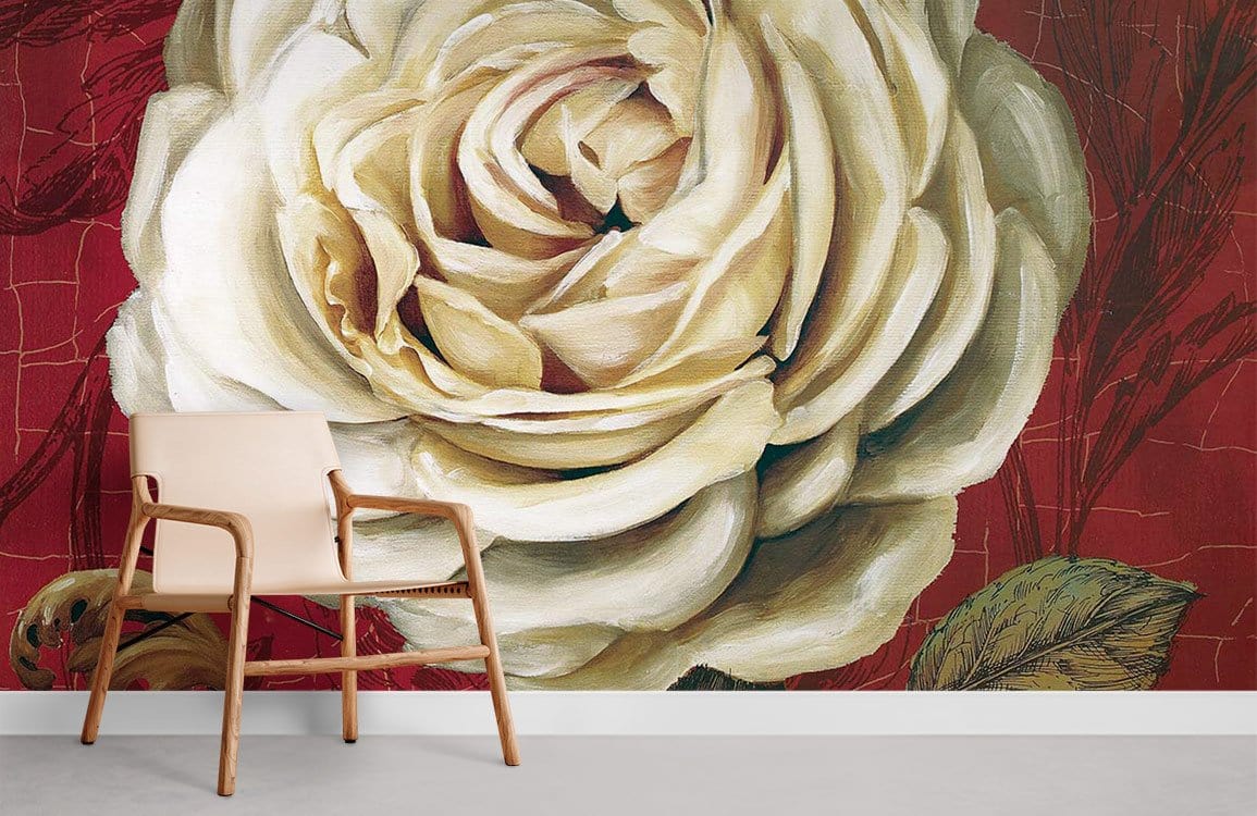 Esquisse Rose Floral Papier Peint Chambre Murale