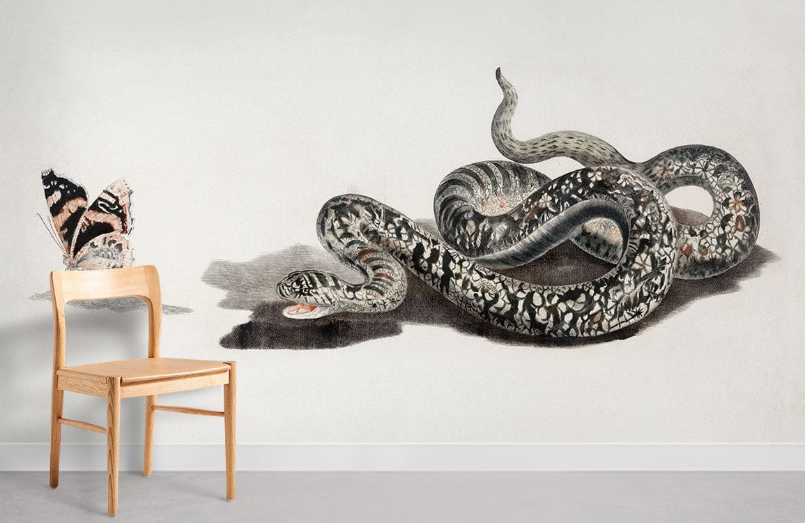 Papier peint de serpent et papillon