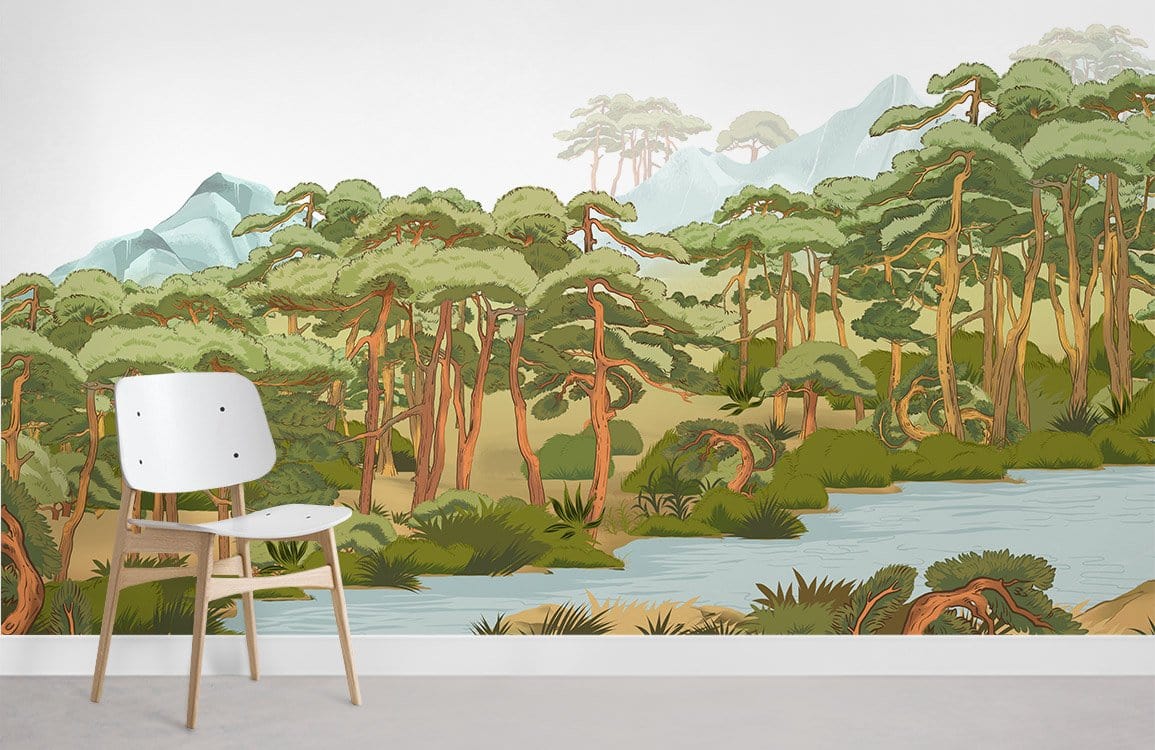 Esquisse Jungle Papier Peint Chambre Murale