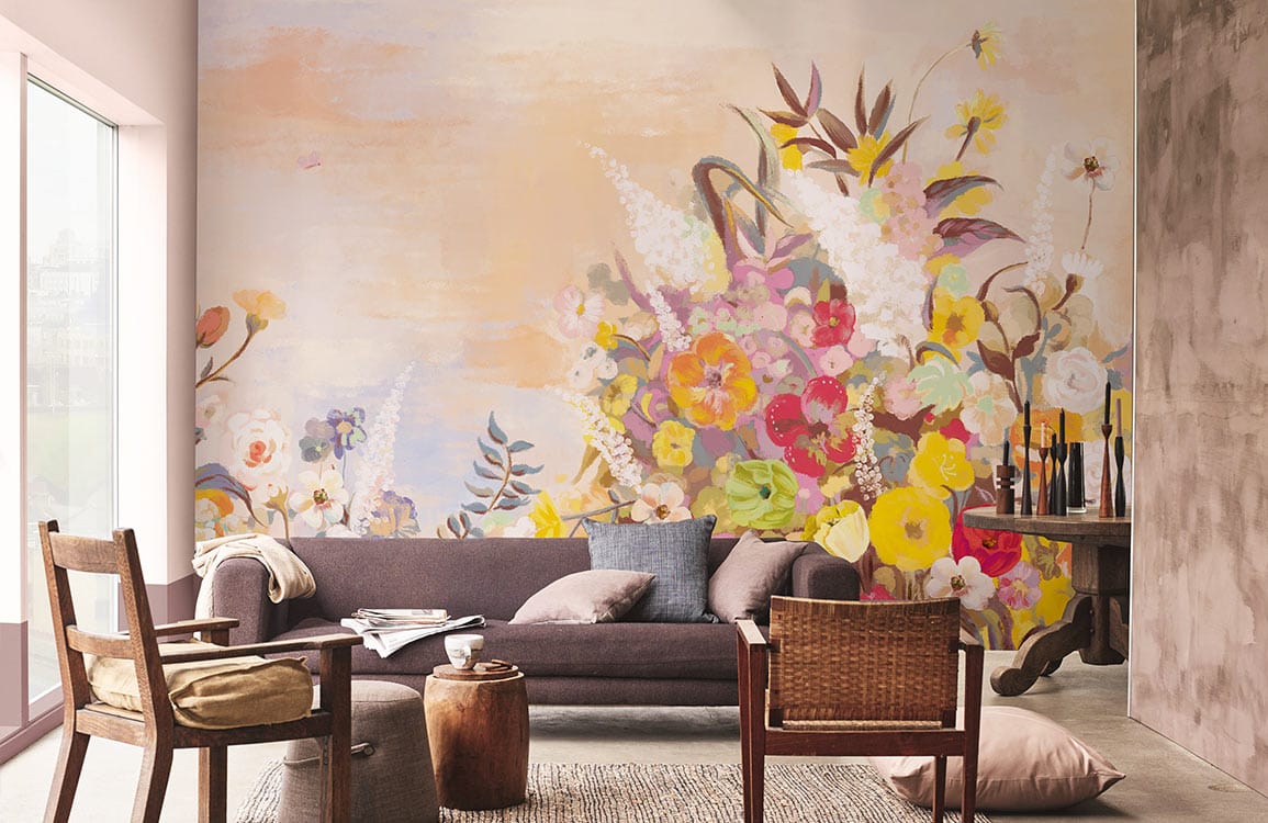 papier peint mural personnalisé pour le salon, peinture à l'huile représentant une grappe de fleurs de rêve