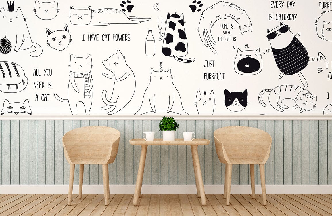 mignons chats occupés papier peint mural pour la décoration