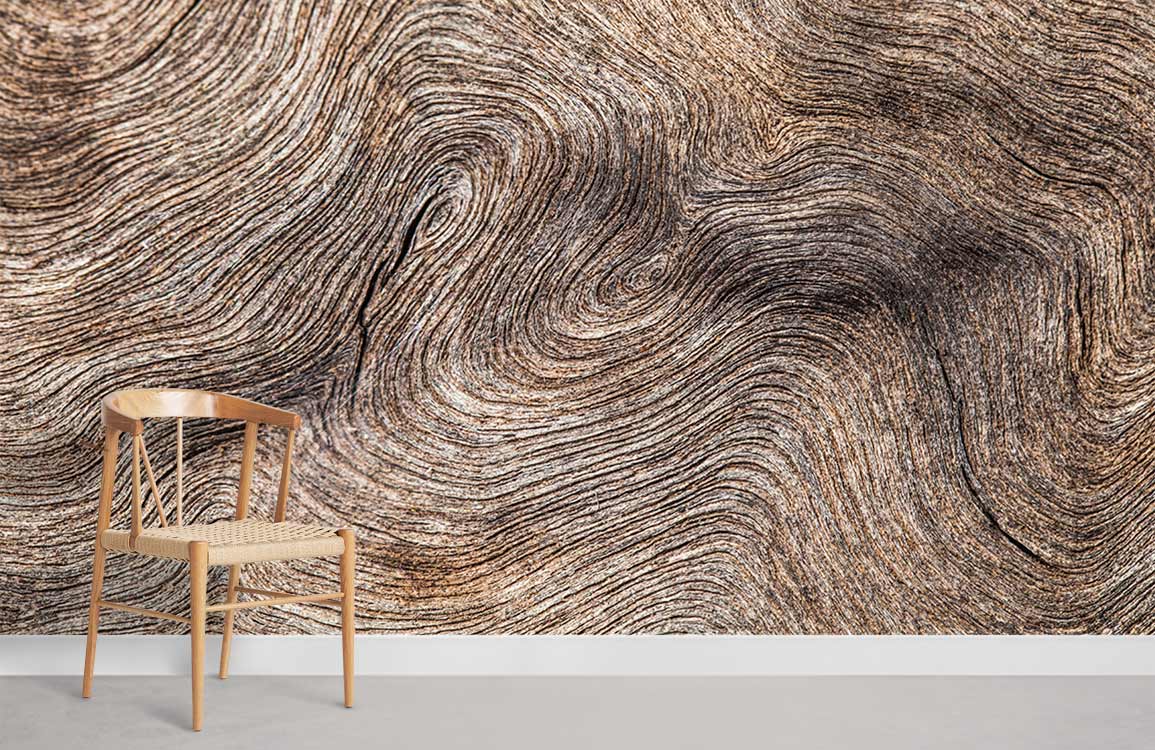Papier peint à grain de bois ondulé pour murs