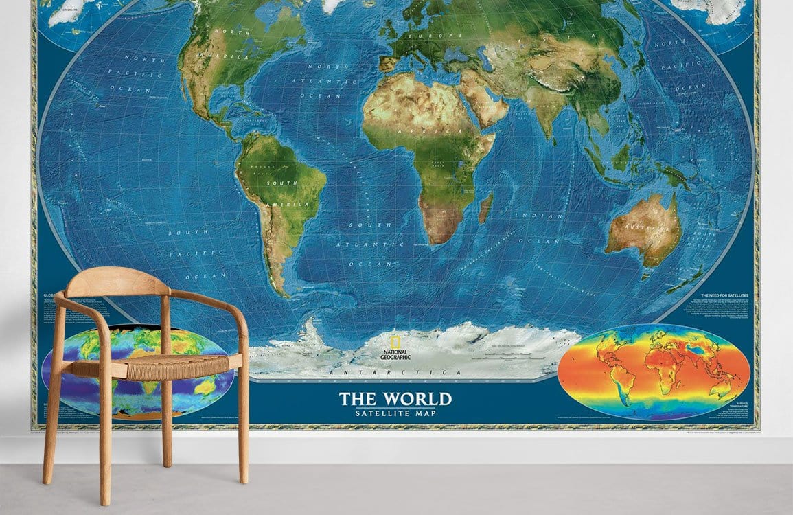 Chambre murale papier peint carte satellite du monde
