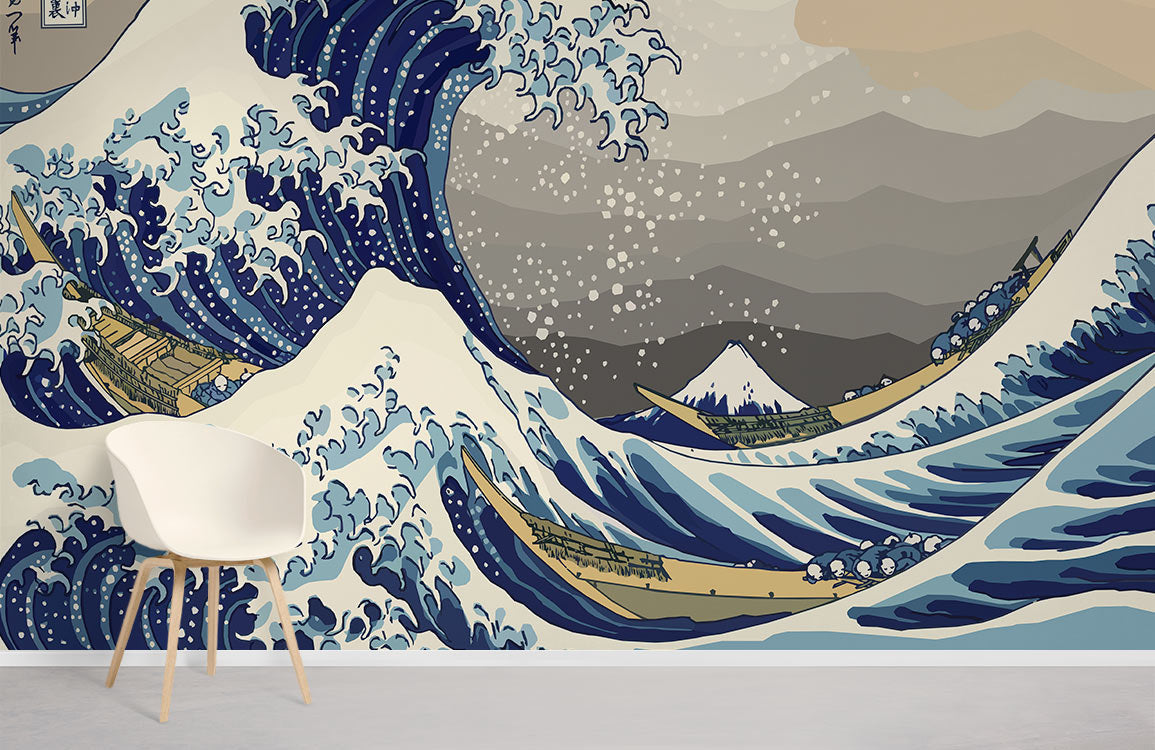 Tapisserie murale japonaise Wave Tapisserie murale Grande vague Tapisserie  murale Décor mural Kan