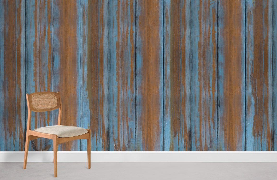 peintures murales de texture en bois vertical bleu usé pour la maison