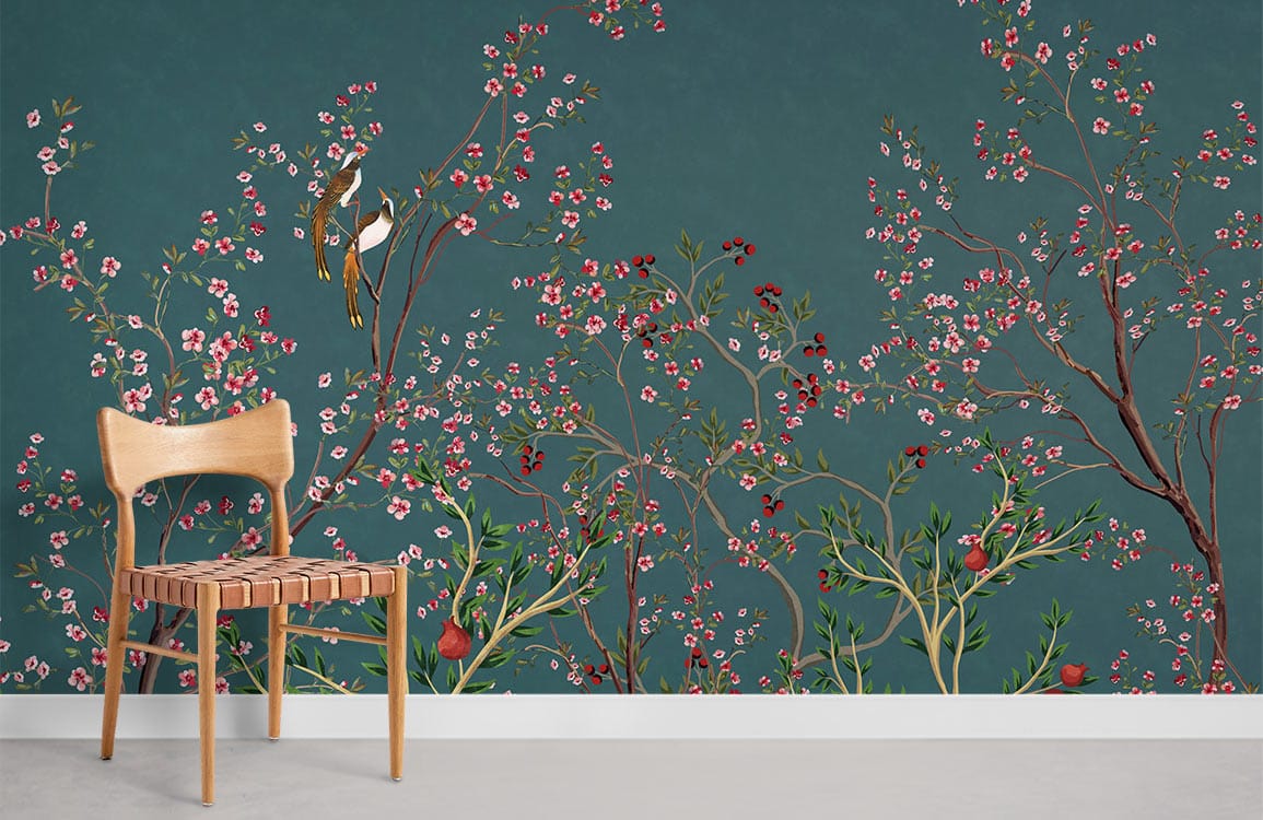 Bloomy Pomegranate Tree Paper peint mural pour la maison