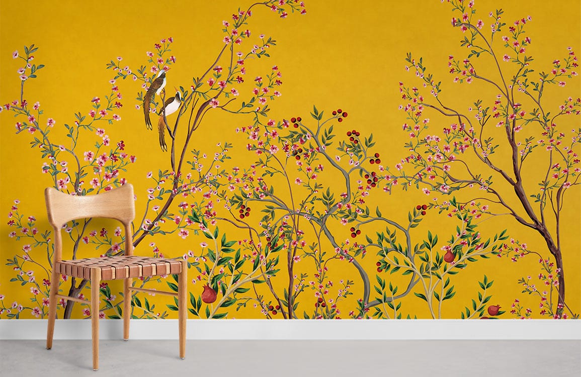 Bloomy Pomegranate Tree Paper peint mural pour la maison