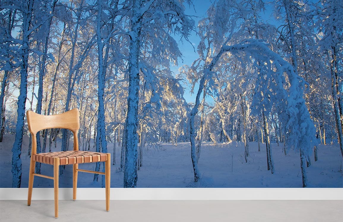 Paysage de la Suède Kiruna dans les peintures murales d'hiver pour la maison