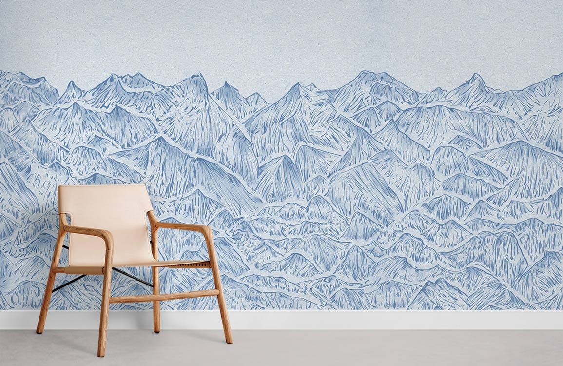 Sketch Mountains Peaks Wallpaper Mural pour la maison