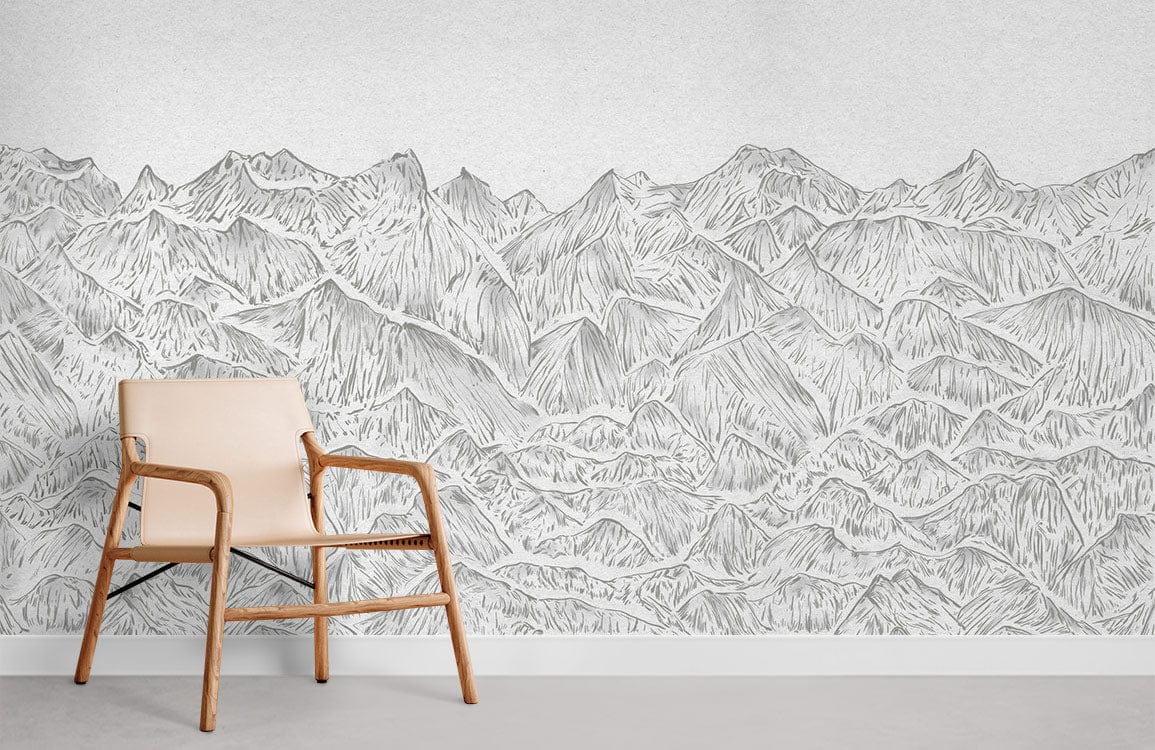 Sketch Mountains Peaks Wallpaper Mural pour la maison