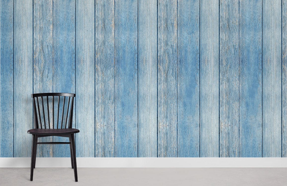 peintures murales de texture en bois bleu délavées pour la maison
