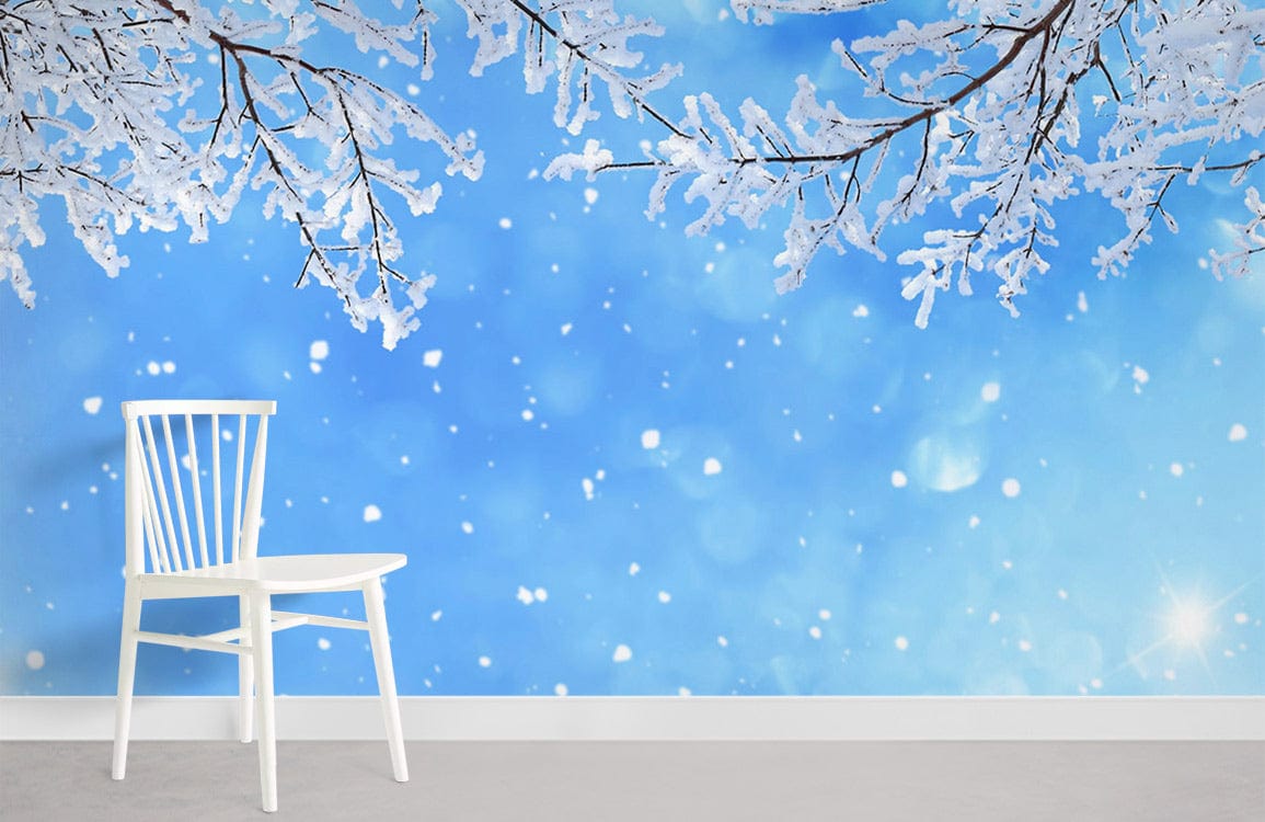 Dance-neige des peintures murales de branches glacées pour la maison