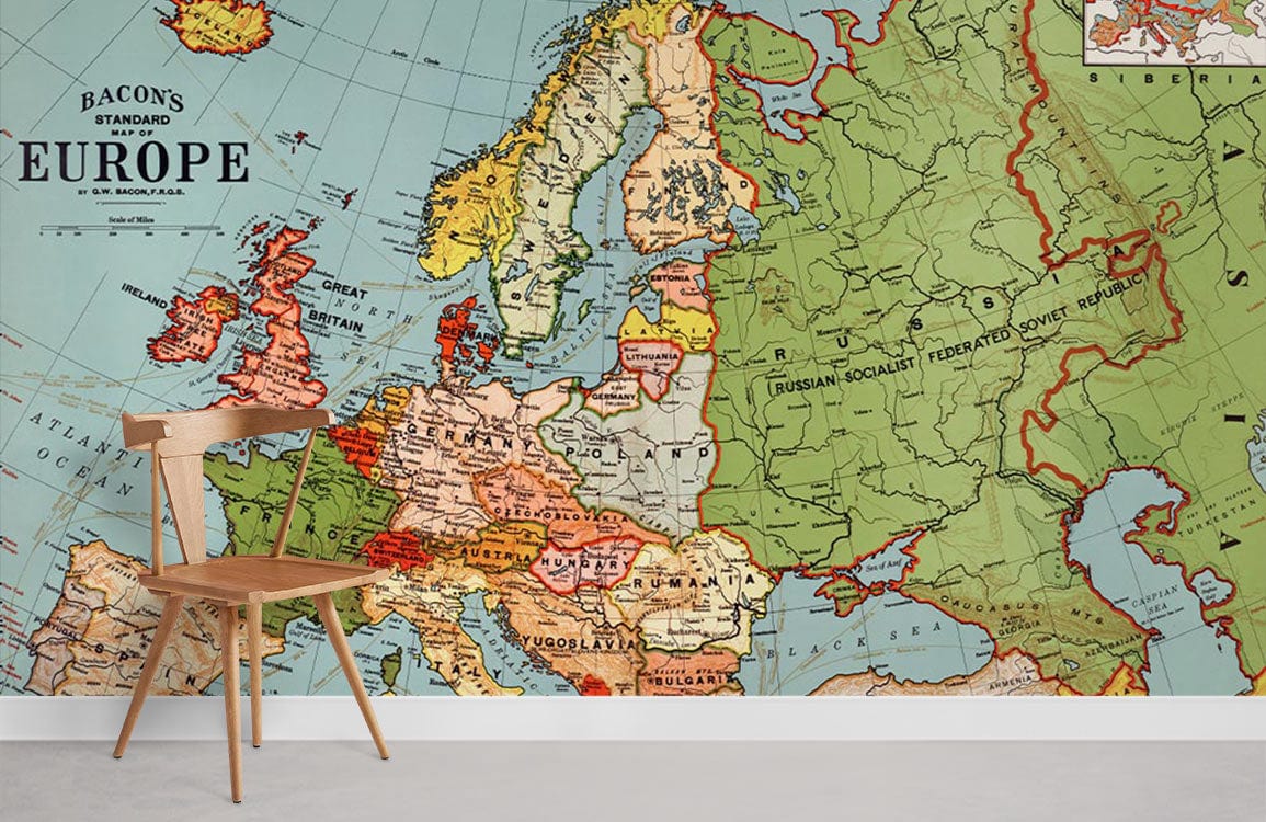 Papier peint standard de la carte de l'Europe de Bacon