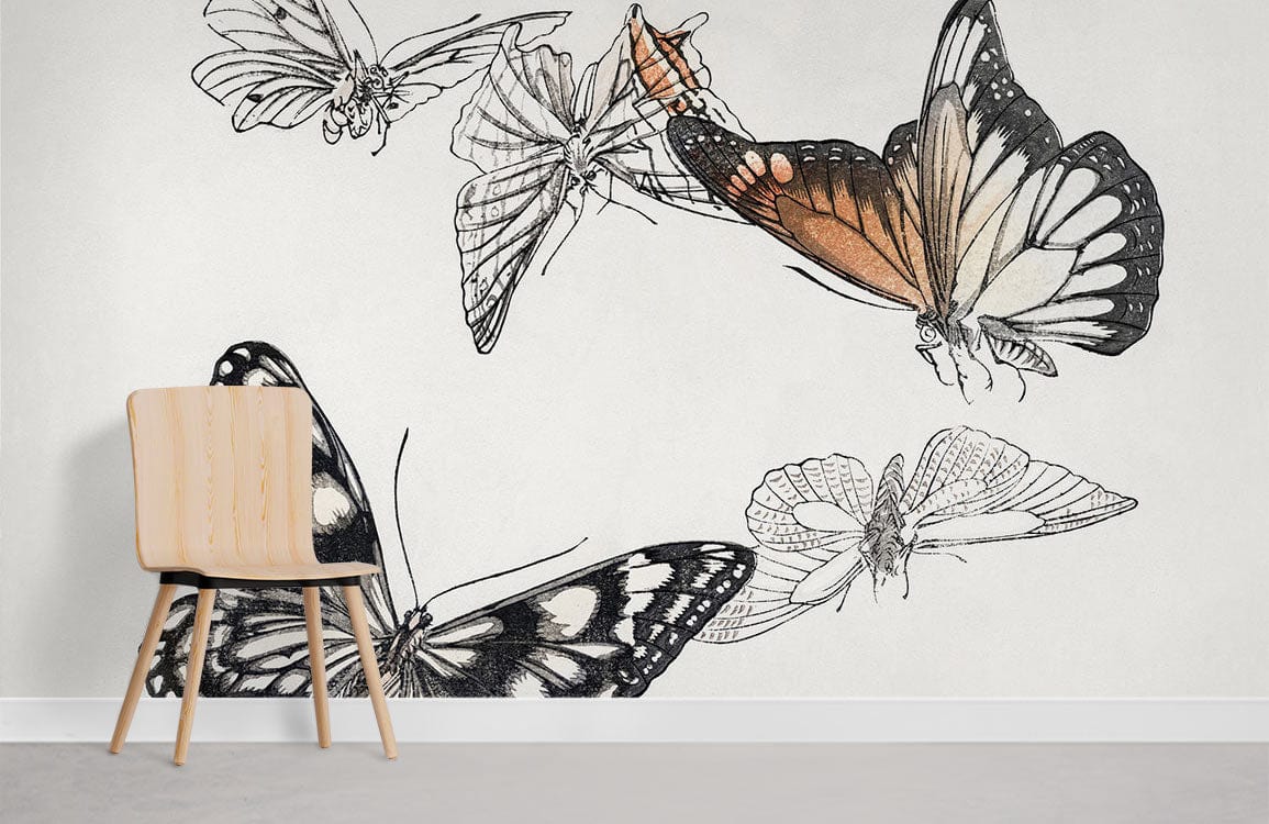 Papier peint de papillons mural