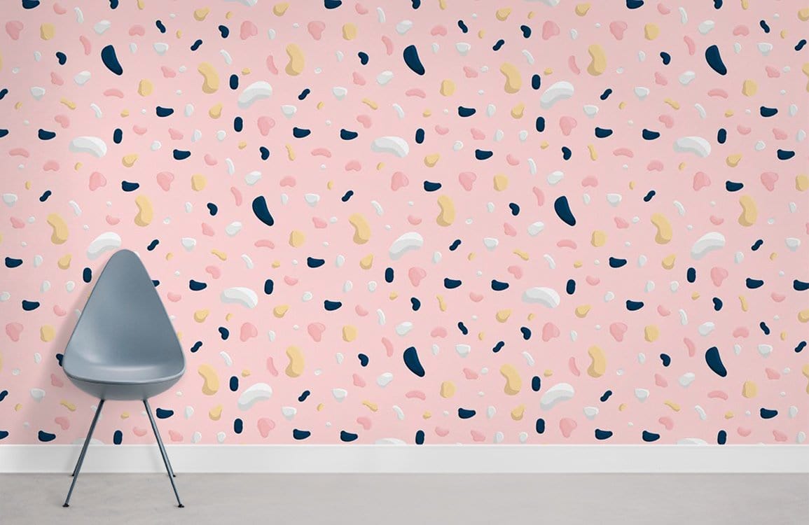 Chips rose motif de marbre papier peint murale salle
