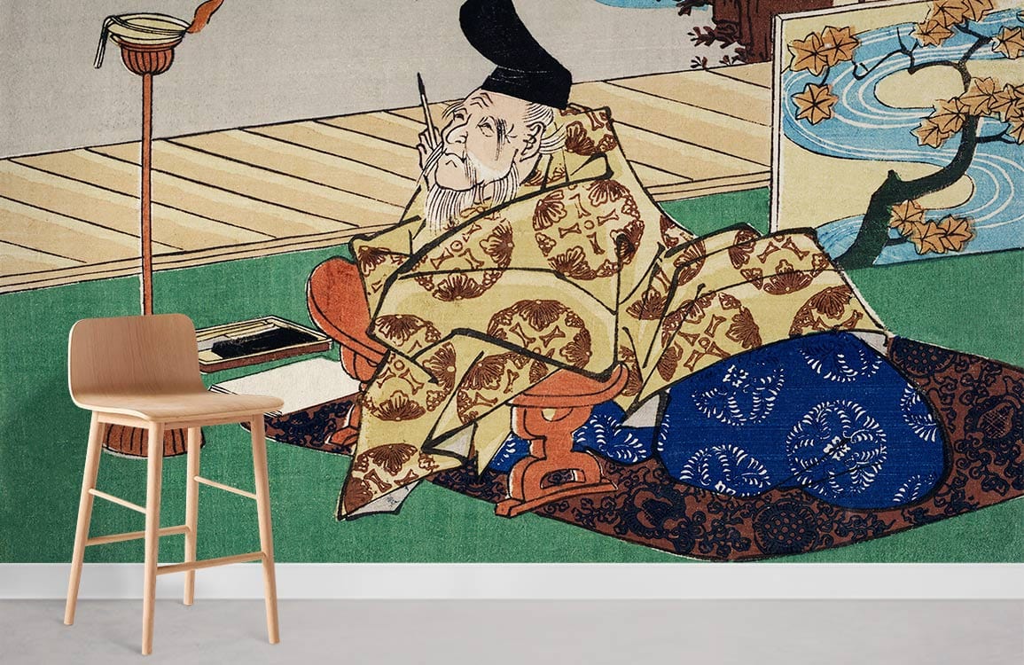 Kakinomoto no hitomaro papier peint mural salle