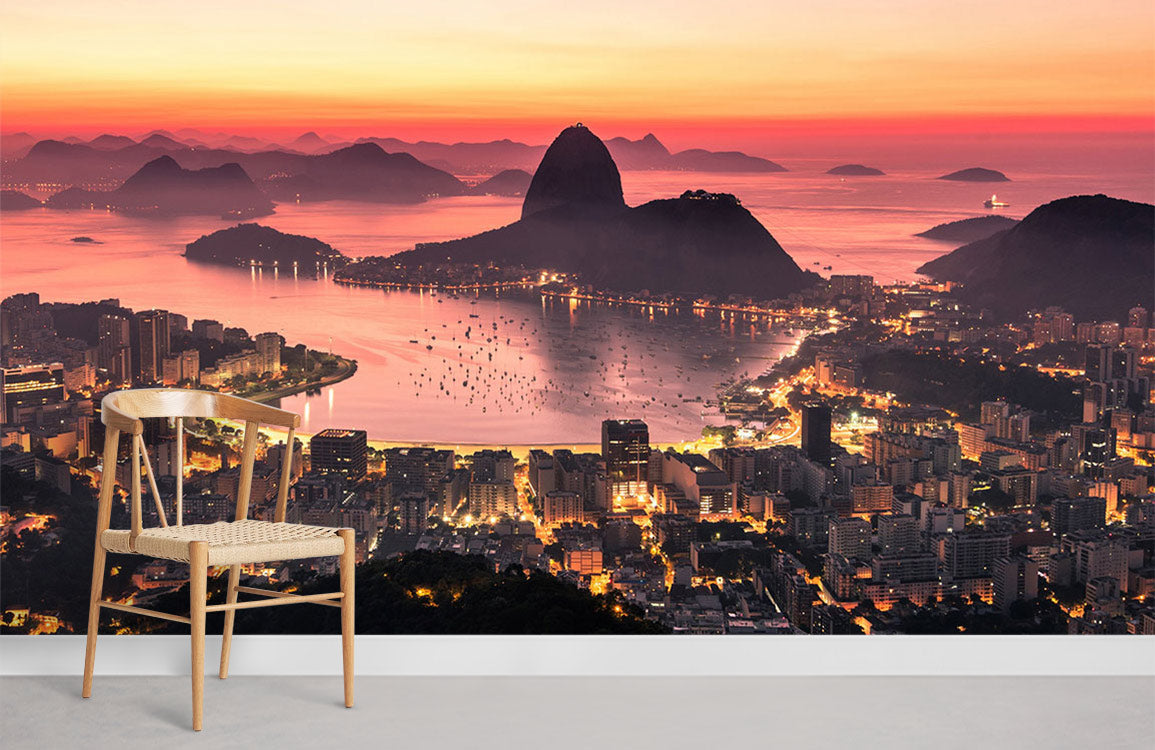 Vue AU Coucher du Soleil dans Rio de Janeiro affectueux d'Écran