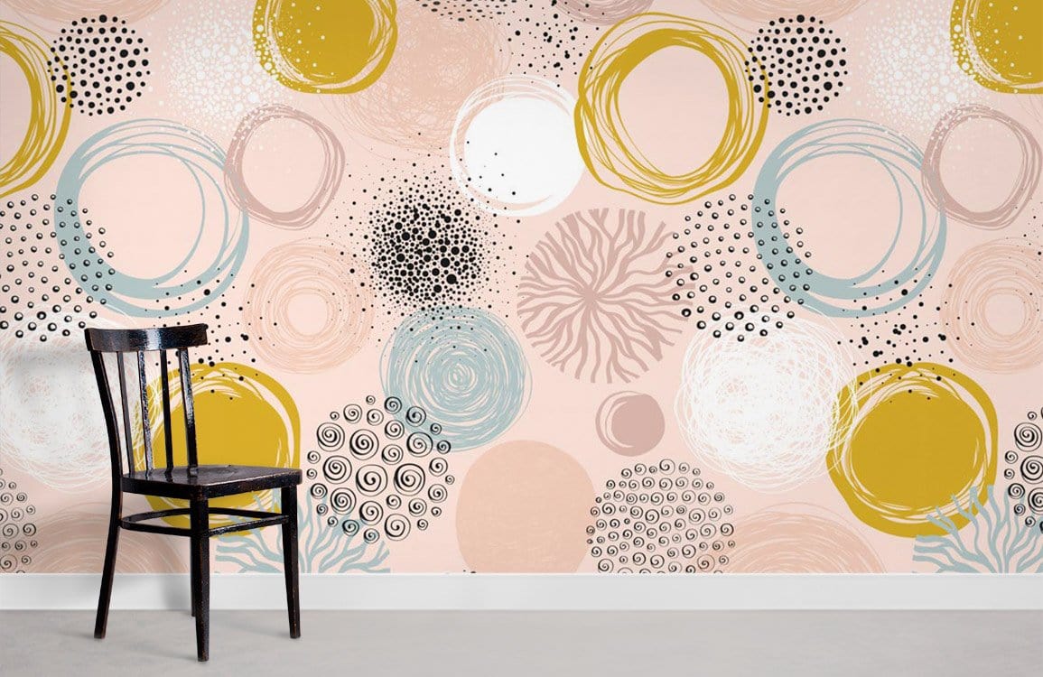Modèle rond Art déco papier peint mural salle