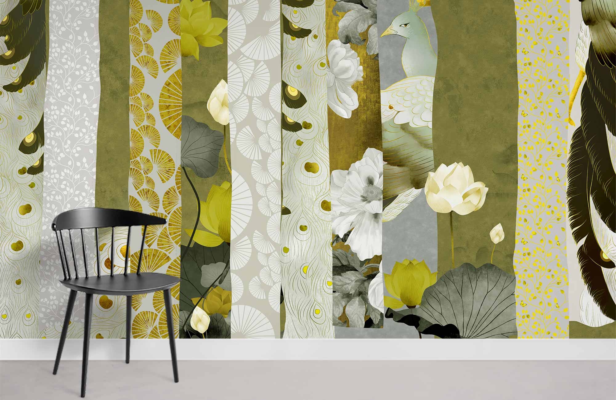 Chambre de papier peint abstrait paon