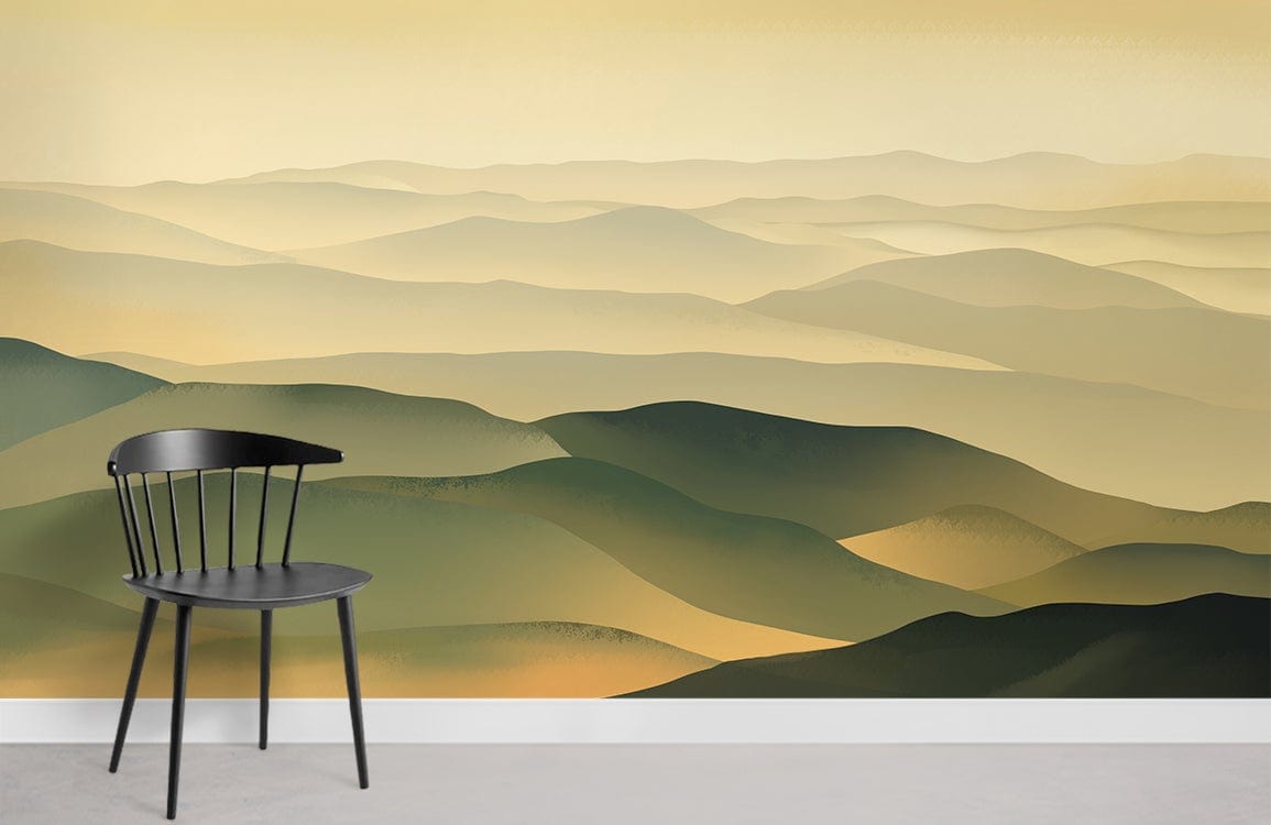 papier peint mural de coucher de soleil sur une colline aérée
