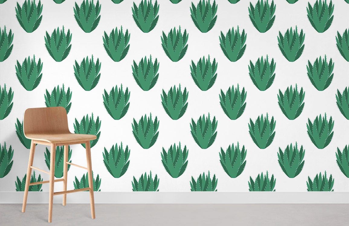 papier peint de chambre à motif de cactus d'aloès