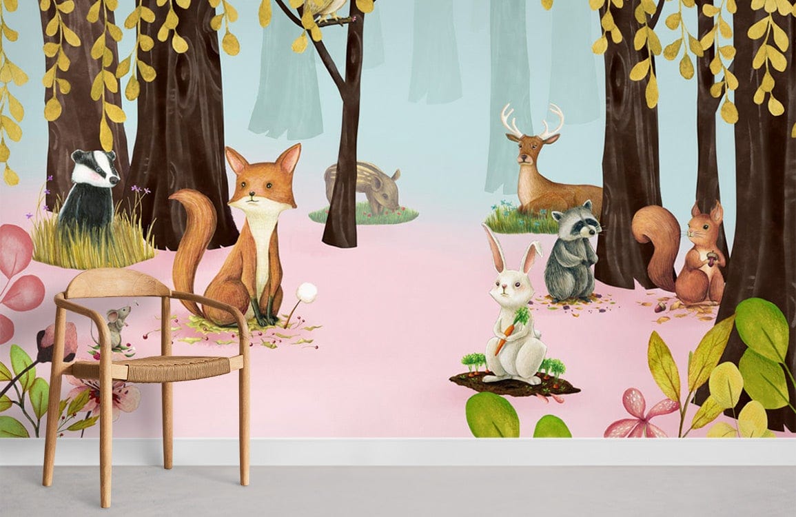 Animal Homes Cartoon Papier Peint Chambre Murale