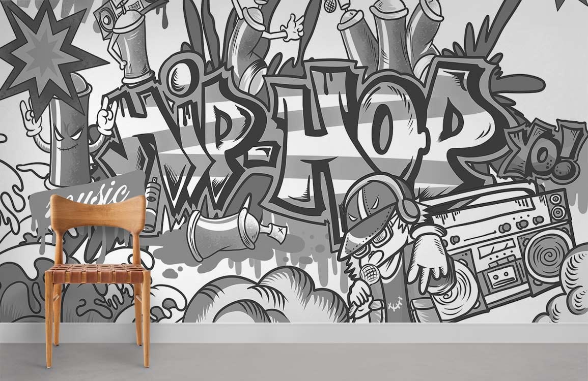Papier Peint Fresque Hip Hop Gris