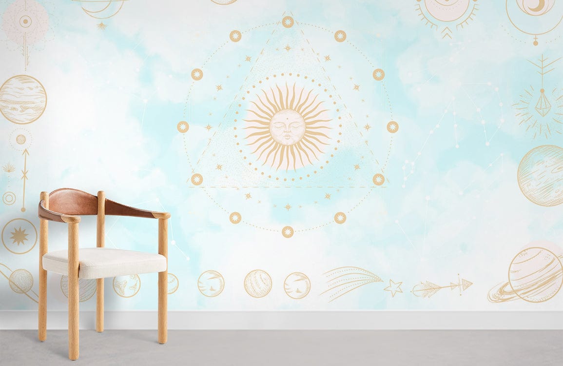 Chambre Murale Astrologie Bleue & Soleil