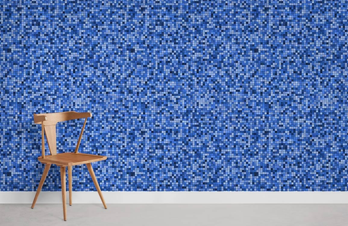 Fond d'écran de mosaïque bleu salle murale