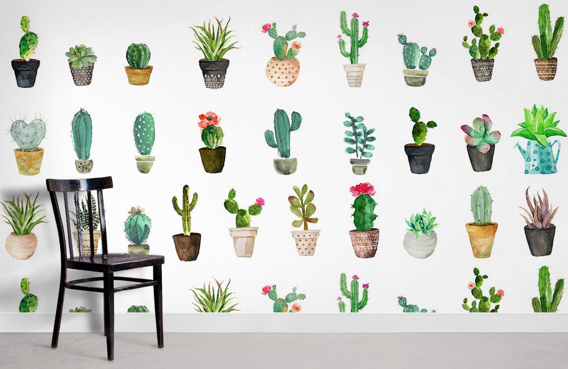 Papiers peints pot de fleurs de cactus salle