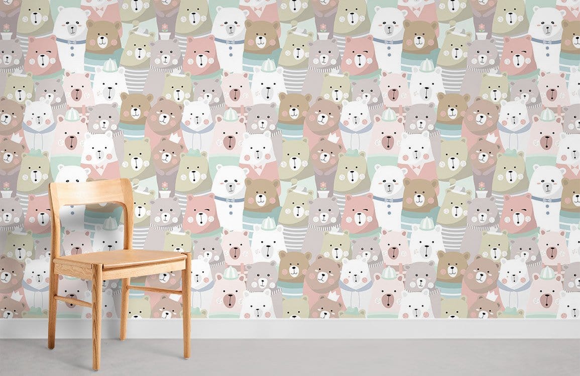 Papier peint mural de dessin animé petit ours