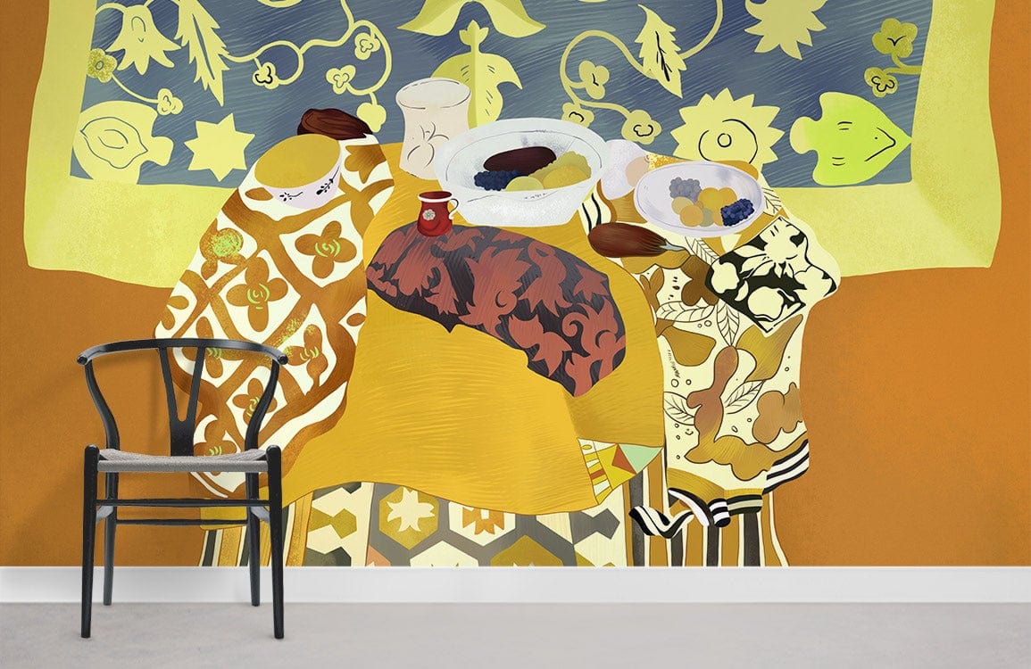 Dessin Animé Petit Déjeuner Papier Peint Chambre