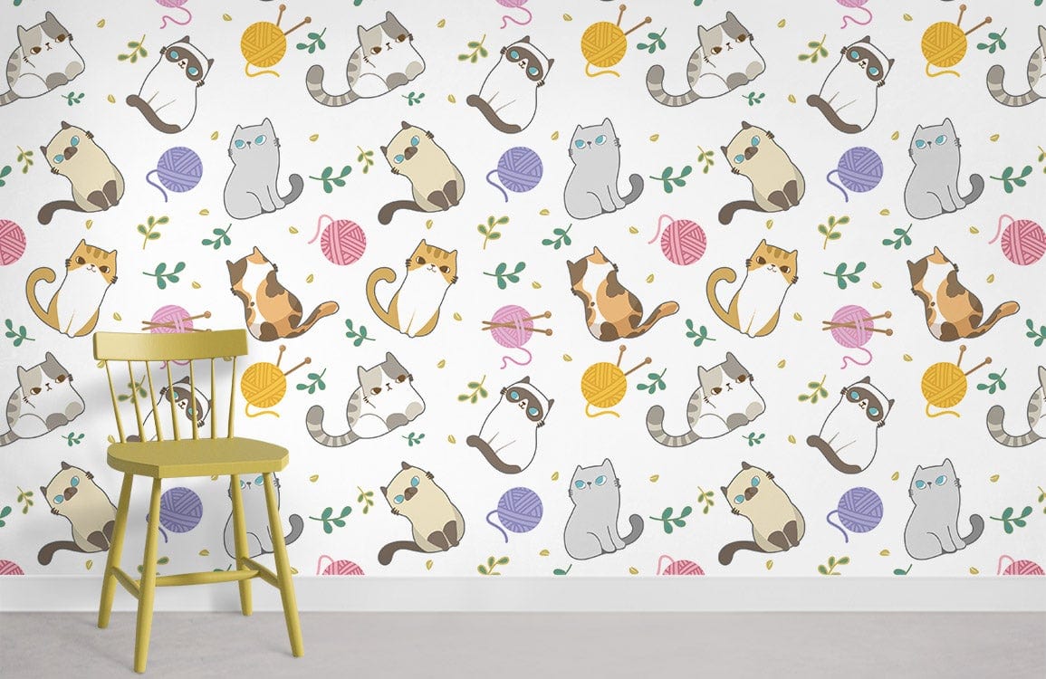 chat chatons murale papier peint chambre d'enfant