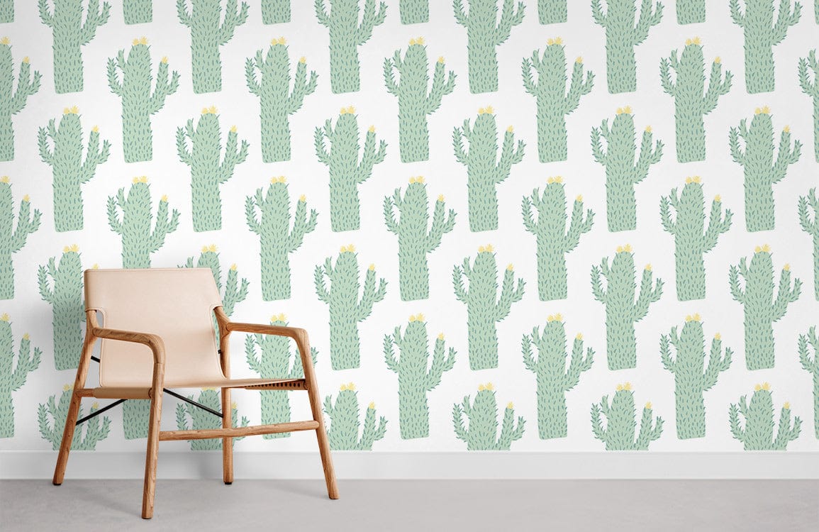 Papier peint mural de cactus vert enfantin Salle