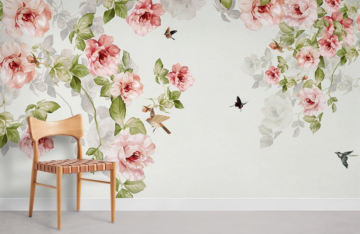 Chambre murale florale vintage