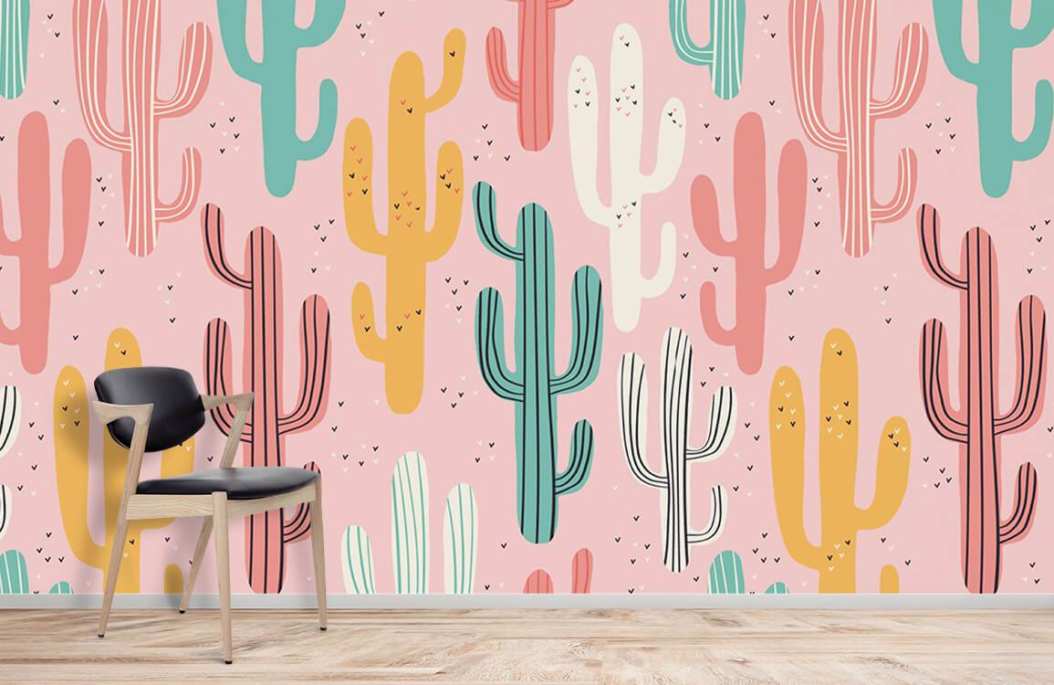 Papier peint de cactus coloré mural