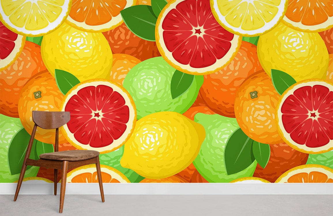 colore citrons papier peint mural