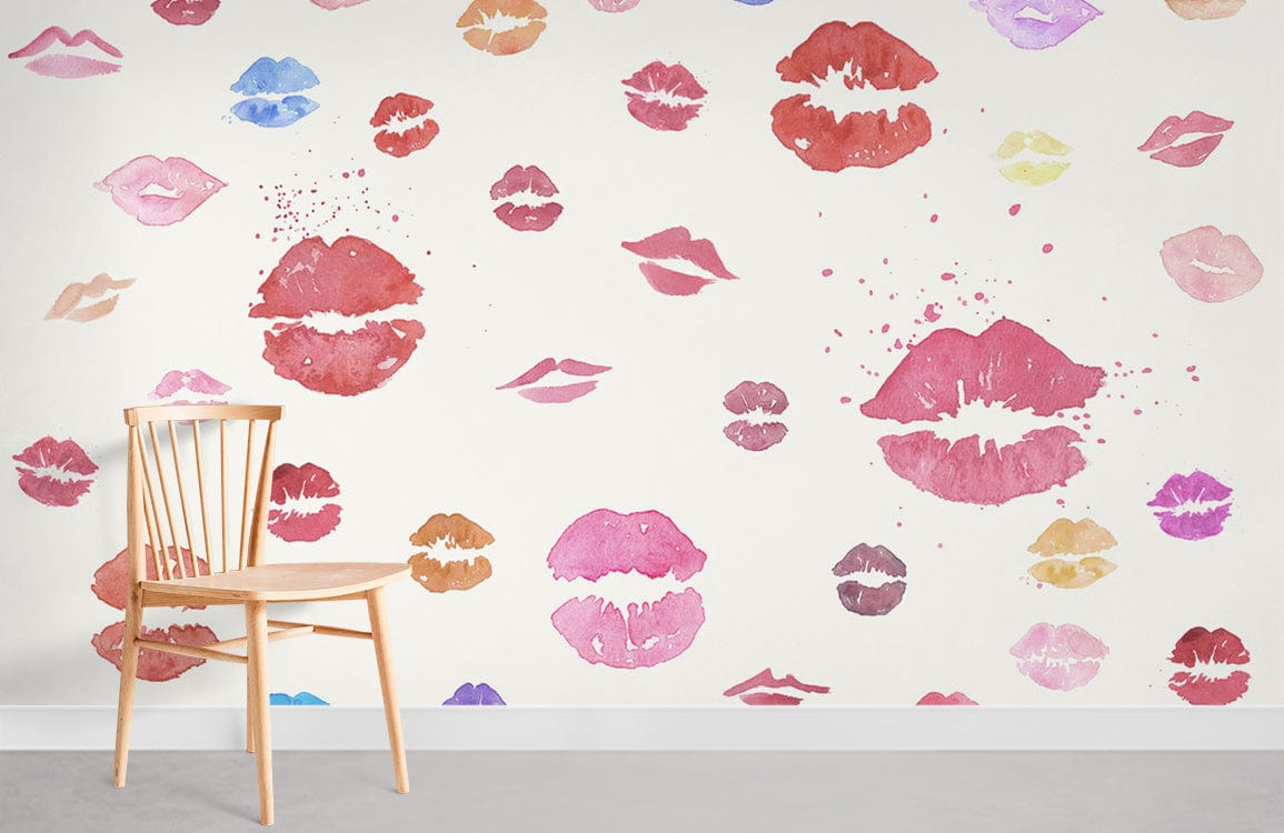 Pertuor de lèvres colorée Room de papier peint mural