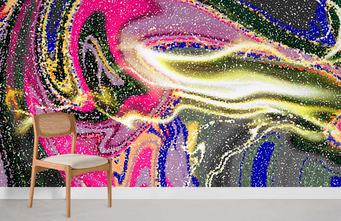 Salle de peintures murales abstraites dégradées de couleurs
